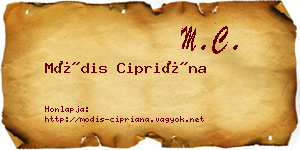 Módis Cipriána névjegykártya